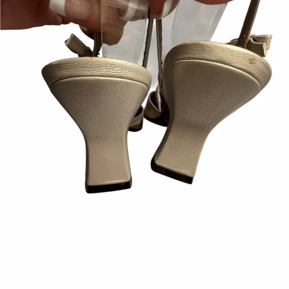 Monzo & Franco Gold Embossed Slingback Heels - Women's Sz 7.5 - Picture 13 of 15